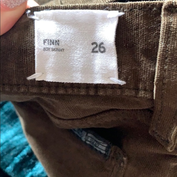 Hudson Finn Boy Skinny Corduroy Pants Olive Green - Picture 2 of 9